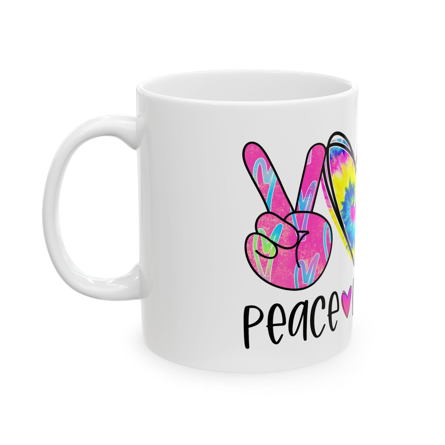 Peace Love Dogs Tie Dye Mug