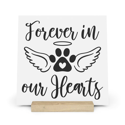 Pet Memorial Gallery Board with Stand - Forever in Our Hearts, Pet Loss Gift, Dog & Cat Remembrance, Home Décor, Grief Comfort