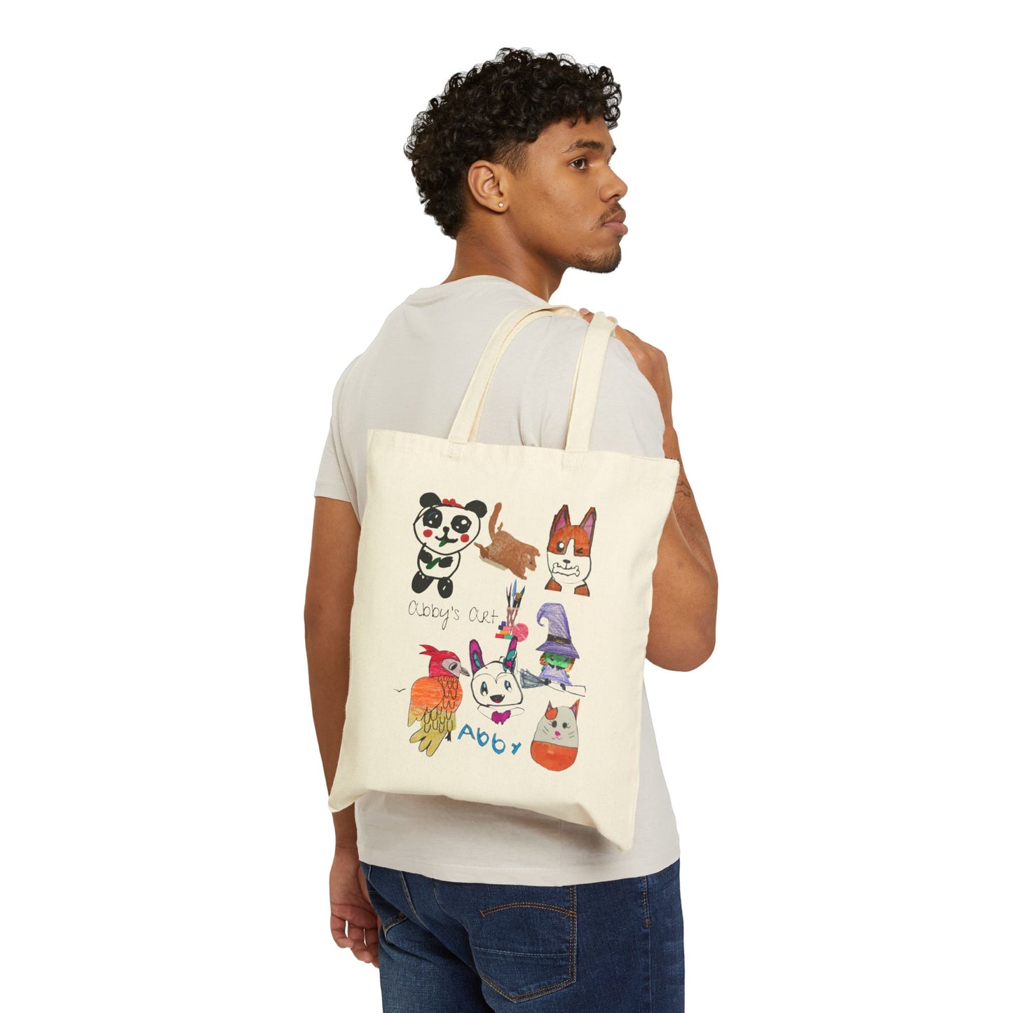 Whimsical Animal Art Tote Bag, Eco-Friendly Shopping Bag, Kids Art Tote, Gift for Animal Lovers, Cute Canvas Bag