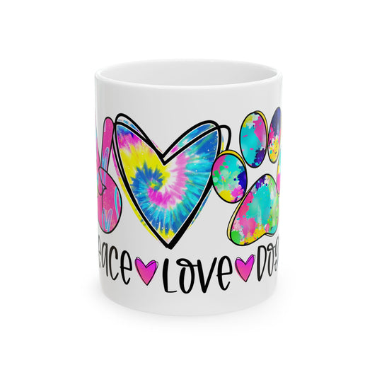 Peace Love Dogs Tie Dye Mug
