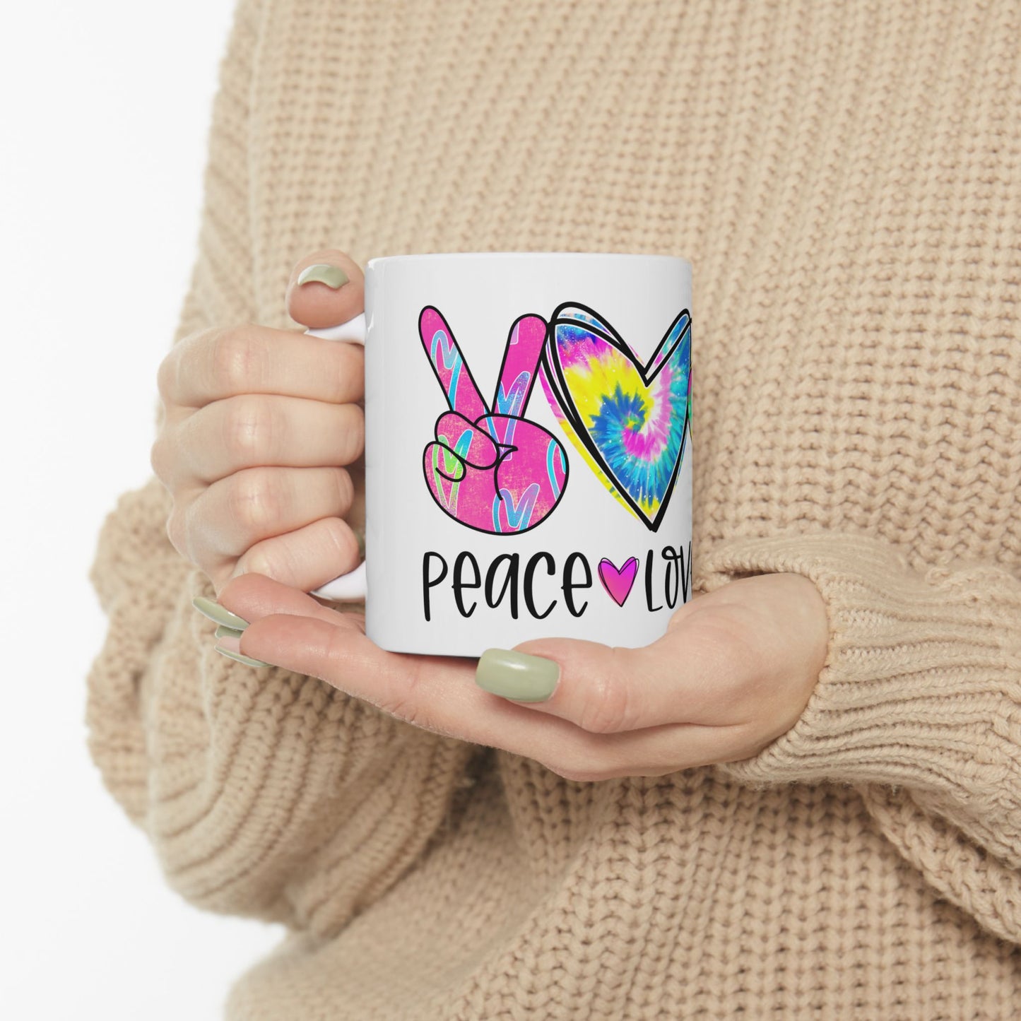 Peace Love Dogs Tie Dye Mug