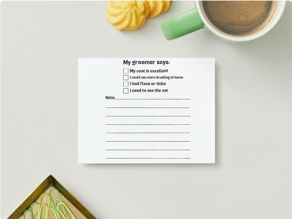 Grooming Report Card (digital file)