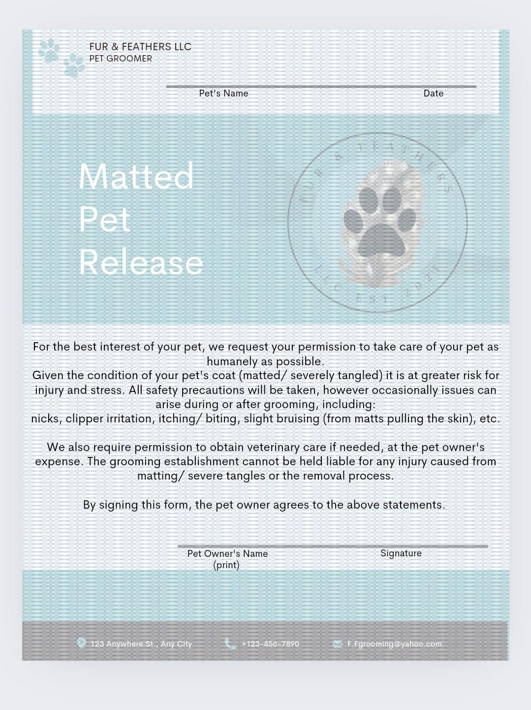 Matting Release Form