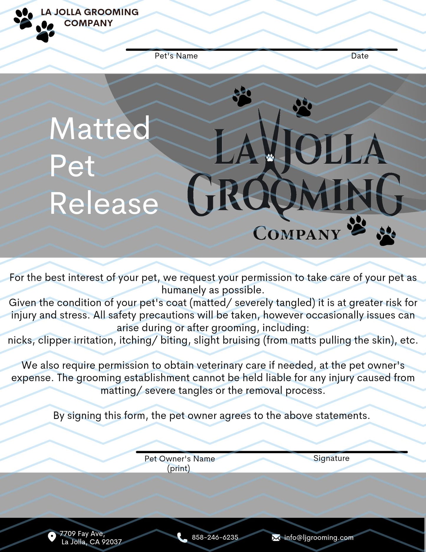 Matting Release Form